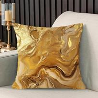 Luxurious Golden Liquid Marble Decorative Pillowcase, Metal Foil Design Cushion Cover For Modern Living Room Bedroom Peach skin 18*18(CM)-1Pcs