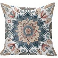 Ethnic Mandala Floral Pillow Covers Pattern Cushion Covers Zippered Single Sided For Sofa Living Room Bedroom Outdoor Home Decor Peach skin 18*18(CM)-1Pcs
