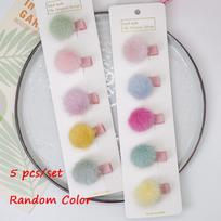 Girls Children Fur Pompom Hairball Mini Ball Hairclips Hair Clip Hairpins Barrette B