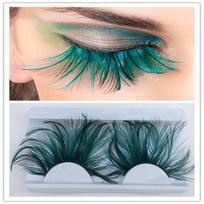 Eye Makeup Tools Dark Green Stage Use Feather False Eyelashes Eyelashes Extension 3D Thick Winged