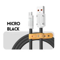 VAORLO 6A greito įkrovimo kabelis duomenų perdavimo USB laidas, skirtas Micro Typoe-C Lightning Super Charge su kabelio tvarkykle For Micro juoda