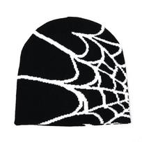 Mezgimo voratinklio dizaino kepurė vyrams moterims madinga slip-on kepurė Y2k Goth šilta kepurė Beanie nauja Hip Hop gatvės kepurė blue
