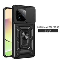 Stumdomas objektyvo apsauginis dangtelis Realme GT 7 Pro 7pro, magnetinis žiedinis stovas, smūgiams atsparus telefono galinis dėklas Oppo Realme GT7 Pro korpusui Realme GT 7 pro juoda