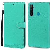 Dėklas Realme C3, galinis dangtelis, atverčiamas piniginės tipo telefono dėklas OPPO Realme C3 RMX2020 C 3 RealmeC3 odinis dangtelis Coque Fundas For Realme C3 dangaus mėlyna spalva