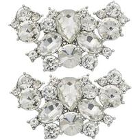 Detachable Handmade Crystal Pearl Shoe Flowers 2-Pack - Rhinestone Shoe Buckles, Decor for Women's Bridal Shoes & Handbags 2pcs