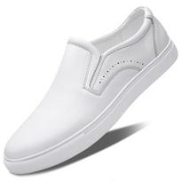 2025 New Men Genuine Leather Street Trend Skateboard Shoes Summer Comfy Breathable Cow Leather Hollow Out Loafers Walking Shoes 38 balta