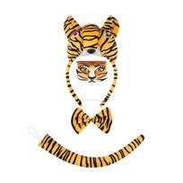 Animal Tigre Costume Set for Kids Girls Tigre Ears Headband Bowtie Face Sticker Tigre Tail for Halloween Cosplay Party