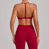 Adjustable Cross-Strap Yoga Bra with Hollow Back Design for Fitness & Running Small rubino raudonumo spalva