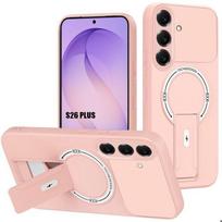 Case for Samsung Galaxy S26 Plus, Shockproof Silicone with Magnetic Ring and Stand - Pink rožinė
