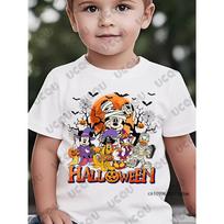 Helovinas Disney Šeima Mikė Pūkuotukas Spausdinimas Vaikams Medvilniniai Marškinėliai Vasariniai Trumpomis Rankovėmis T-shirt Laisvalaikio Gatvės Apranga Vaikams/Suaugusiems Viršutiniai Drabužiai 110