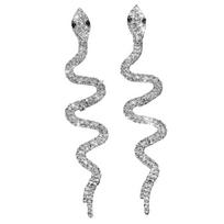 Elegant S Shape Crystal Accented Long Drop Earrings For Women Comfortable Wear Daily Accessory Fashion Jewelry Gift sidabras