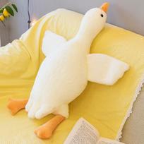 Pliušinė baltos žąsies pagalvė 50cm balta