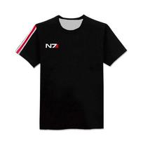 Mass Effect N7 Armor Men's Tshirt Black Cosplay Costume for Men Women Short Sleeve Summer Tees Graphic 3D Print T-shirts S