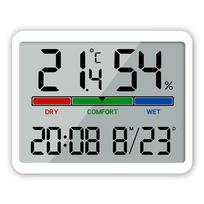 Skaitmeninis LCD termo-higrometras Laiko Datos rodmuo Termometras Higrometras Buitinė meteorologijos stotelė Temperatūros Drėgmės matuoklis balta