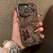 Vintage Lily Pink Pattern Phone Case For iPhone 16 15Case iPhone 13 12 14 11 Pro Max Plus 16E 17Air Silicone Shockproof Cover iphone 17 ProMax