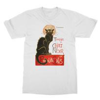Black Cat Illustration Unisex T-Shirt – Chat Noir Vintage Art 4XL