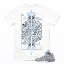 Royal Skull King Playing Card Graphic T-Shirt with Blue Accent Cross Design 5 Wolf 4XL