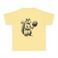 Squirrel Playing Ping Pong Youth Tee | Vintage Sketch Rodent Illustration S