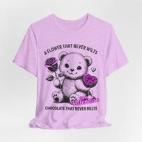 Valentine Teddy Bear Rose & Chocolate T-Shirt S