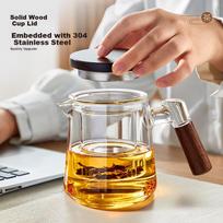 YIHUTEA Glass Tea Infuser Cup with Tea Separator, Heat-Resistant Office Tea Set, Three-Piece Set for One Person's Tea Brewing Magic