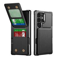 Telefono dėklas Samsung Galaxy S23 S21 S24 FE S25 S22 Plus S26 Ultra A57 A37 A55 A35 A15 A54 A16 A26 A36 A56 su kortelių laikikliu For Galaxy S26 juoda