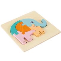 3D Children Wooden Puzzle Embedded Cartoon Animal Jigsaw Puzzles Animal Cognition 2 in 1 Early Learning Puzzle Set