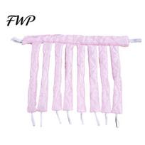 Sleep-friendly Hair Curler No Heat Curling Rod Headband with Adjustable Strap Eight Claw Overnight Sleeping Soft Long Curls Roller Styling Tool Curl rožinė