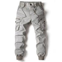 Cargo Pants Vyriškos bėgiojimo laisvalaikio kelnės Medvilninės viso ilgio vyriškos gatvės apranga Vyriškos darbo sportinio kostiumo kelnės plius dydis 29 šviesiai pilka spalva