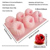 Nonstick 6 Cavity Raspberry Mousse Food Grade Silicone Mold In The French Style Raspberry Shape For Chocolate Desserts Baking