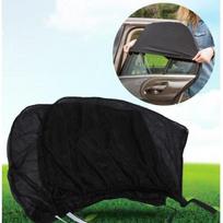 Rideau pare-soleil voiture - Protection UV - Set de 2 - Tissu polyester - Longueur ajustable - Noir