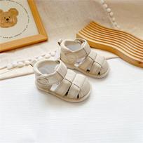 Mori-Style Soft Sole Baby Walking Shoes: Velcro Cartoon Cloth Sandals for Boys and Girls Length 15cm
