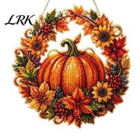 Aukštos kokybės medžiagos dekoracija Rudens moliūgo saulėgrąžų vainikas Kabantis dekoras, Akrilinis rankomis tapytas skaidrus raštas Ornamentas Langų ornamentas, A orange