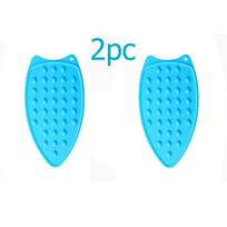 2pc Heat-Resistant Silicone Ironing Pad - Hanging Steam Iron Rest Mat with Protective Cover for Safe Home Clothes Care mėlyna