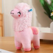Warm Smile Alpaca Plush Toys Stuffed Cartoon Stangding Pose Alpaca Doll Cute Pretty Desktop Pets Nice Birthday Gift To Family 25cm rožinė