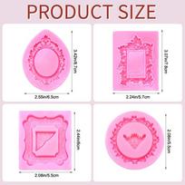 - 4Pcs Silicone Frame Molds For Chocolate, Mini Air Dry Clay Molds, Polymer Clay Molds, Photo Frame Molds - rožinė