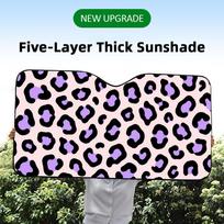 Pink Leopard Print Pattern Sun Visor Reusable Aluminum Foil Car Windshield Sun Visor UV Heat Insulation Cover Shade