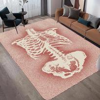 Skeletas Spausdintas Kilimas Raudonas ir Juodas Tamsus Punk Miegamojo Dekoratyvinis Grindų Kilimėlis Svetainės Virtuvės Biuro Kilimas 40x60cm