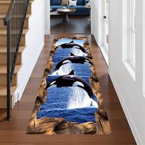 3D optinė iliuzija Vandenyno pasaulio takelis Delfino Koralinio rifo spaudinio kilimas Realistiškas povandeninis vaizdas Namų dekoras Kilimėlis koridoriui 40X120CM