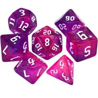 Polyhedral Dice Carved Pattern Dice Set Two-tone Dice Set 7-Die Iridescent Glitter Polyhedral Dice Aqua + Gold