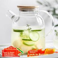Jiwusenlin Teapot, Cold Water Pitcher, Large Capacity Borosilicate Glass Pitcher for Home Use, Tea Infuser, Juice Jug, Water Pitcher, 1.8 Liters