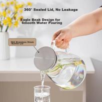 TIANXI (TIANXI) Cold Water Pitcher, High Borosilicate Glass Cup, Large Capacity Cold Water Jug, Glass Teapot, Juice Cup, 2.2L, Student Gift