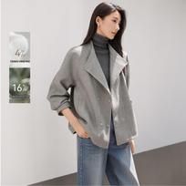 IHIMI Relaxed Chic Tweed-Style Short Cardigan L viržių pilka spalva