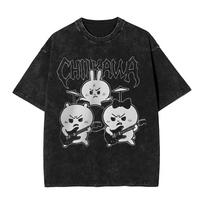 Washed T Shirt Kawaii Chiikawas Cute Japanese Mascot Hip Hop Vintage TShirt Street Streetwear Cotton Tops Tee Shirt Men Women 2XL