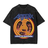 Anthrax Among The Living Washed TShirt Couple  Y2K Retro Cotton TShirts Summer O Neck Fashion Tees Print Plus Size Tops S