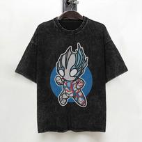 Ultraman Tiga Multi Type Chibi Style Kawaii T Shirt Hip Hop Washed Cotton High Street TShirts Men Tops Streetwear Tee Shirt S
