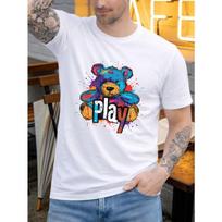 Men's Short-Sleeve T-Shirt with Teddy Bear Print - Stylish and Casual Crew Neck Top, Suitable for All Occasions. Perfect for Your Personality S balta