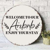 D Flat Aluminum Welcome Sign Olive Leaf Design for Home Wall Decor 20x20cm(8x8inch)