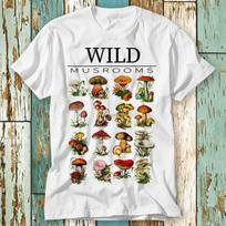 Mushroom Champignons Mycology Antique Botanical Herbology Plants Fungi Foraging T-Shirt Top Design Unisex Ladies Mens Tee Retro Vintage S803 M