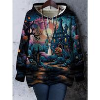 Women'S Hoodie, Long Sleeve Pullover Sweater, Plus Size Sweatshirt with Pockets, Directional Plus Size Women'S Clothing S