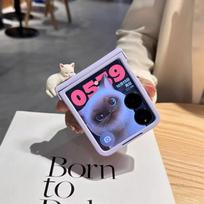 Galaxy Z Flip 7 Case Women - Minimalist Cute TPU Cover With 3D Cat Charm Full Protection Anti-Slip Shockproof Xiaomi MIX Flip